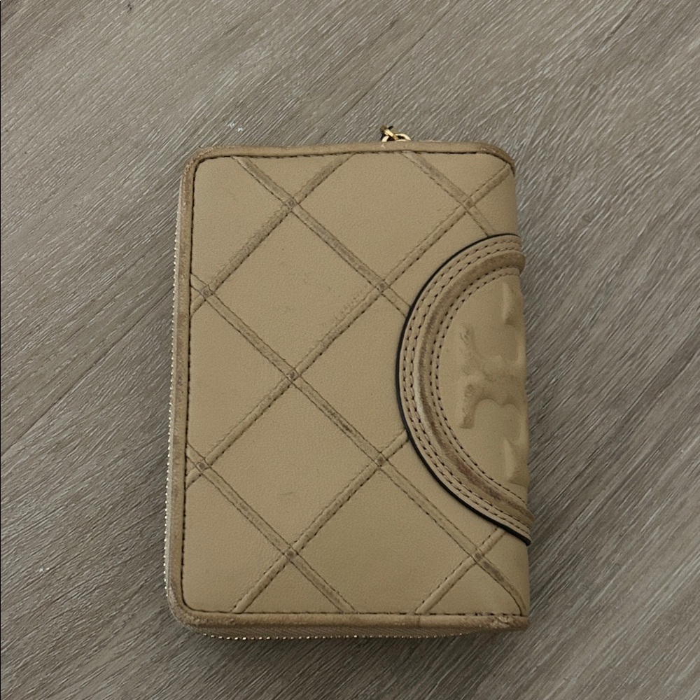 Tan Quilted Tory Burch Wallet